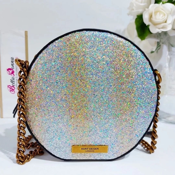 Kurt Geiger London Round Small Shoreditch Bag - NWT - Iridescent Glitter - Picture 4 of 4